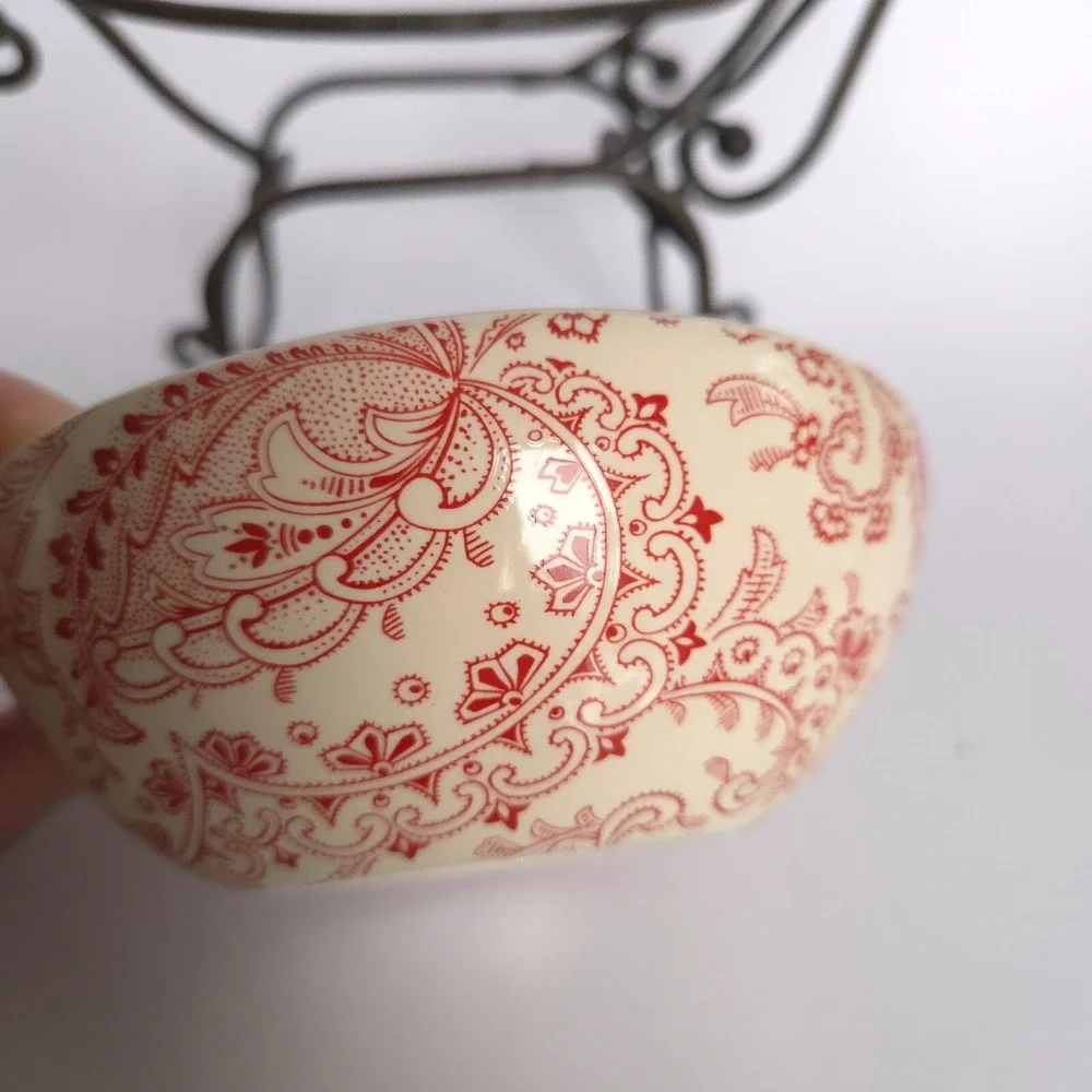 Silvestri Metal Reindeer Ceramic Paisley Serving Dip Bowl Christmas Holiday - Picture 9 of 15